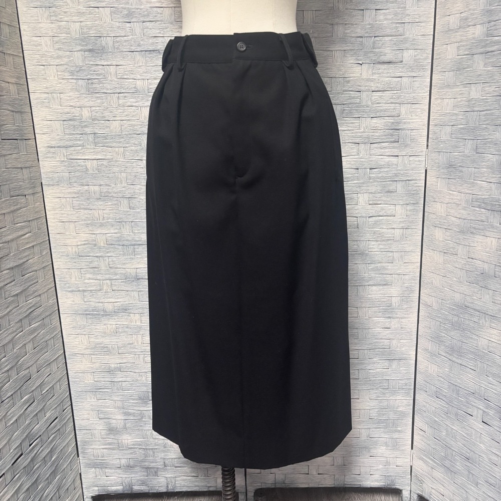 Ralph Lauren Size 10 Vintage 100% Wool Black Pleated High Waisted Midi Skirt USA - Picture 2 of 8